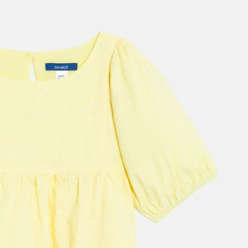 Girl's plain yellow babydoll dress