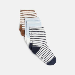 Baby boy's blue striped jacquard socks (pack of 3)