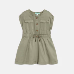 فستان سفاري أخضر للفتيات الصغيرات