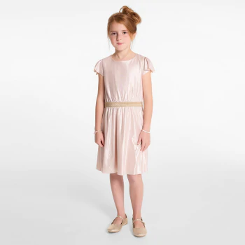 Girl's pink sparkly pleated dress