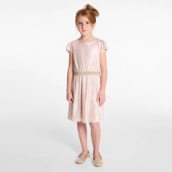 Girl's pink sparkly pleated dress