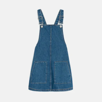 Girl's black denim dungaree dress