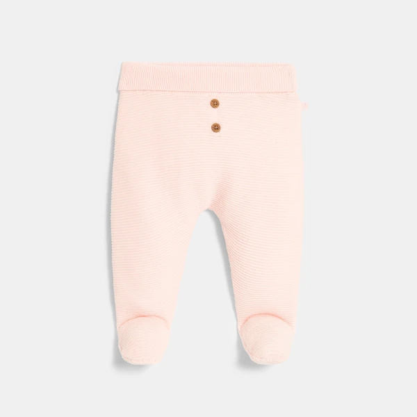 بنطال مغلق القدمين، محبوك باللون الوردي، لحديثي الولادة بنطال مغلق القدمين، محبوك باللون الوردي، لحديثي الولادة