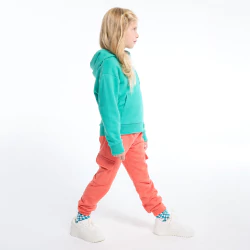 Girl's plain coral pink cargo joggers