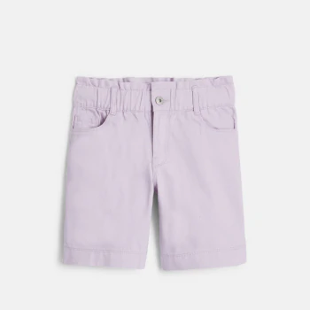 Girls' mauve canvas Bermuda shorts