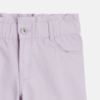 Girls' mauve canvas Bermuda shorts