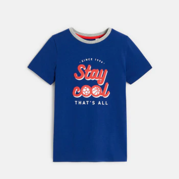 Boy's blue short-sleeve T-shirt with balloon design