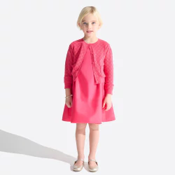 Girl's pink pointelle knitted cardigan