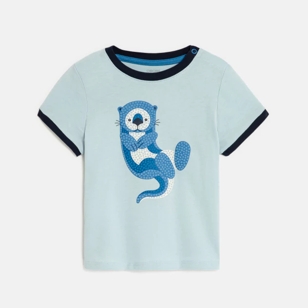 Baby boy's light blue otter sensory T-shirt