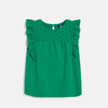 Girls' broderie anglaise T-shirt