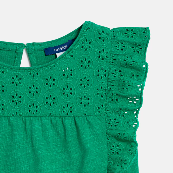 Girls' broderie anglaise T-shirt