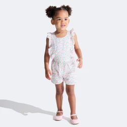 Baby girl's pink floral playsuit