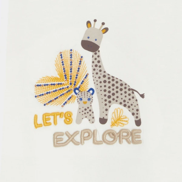 تيشيرت بكشكشة وبطبعة حيوانات باللون الأبيض للفتيات الصغيرات تيشيرت بكشكشة وبطبعة حيوانات باللون الأبيض للفتيات الصغيرات