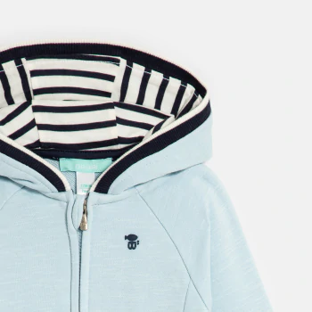 Baby boy's blue fleece zip-up otter sweatshirt