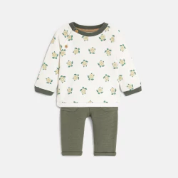Baby boy's green turtle sweatshirt and trousers