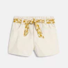 Girls' beige belted shorts