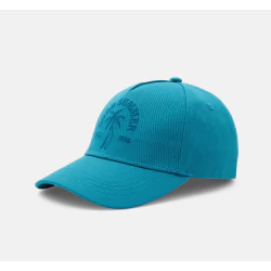 قبعة بتصميم كاب مطرزة باللون الأزرق للأولاد