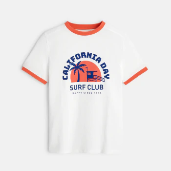 Boy's white surf club short-sleeve T-shirt