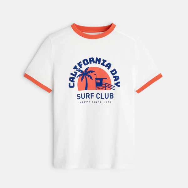 Boy's white surf club short-sleeve T-shirt