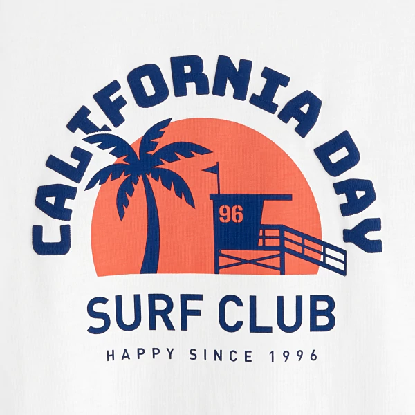 Boy's white surf club short-sleeve T-shirt