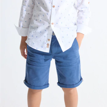 Solid slim fit canvas Bermudas
