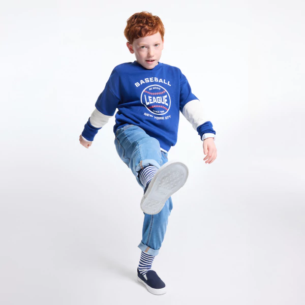 Boy's soft navy blue fleece sweatshirt