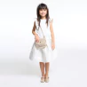 Girl's ecru top with ruffled cap sleeves
