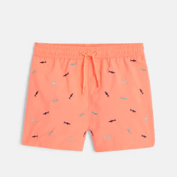 Boy's embroidered orange swimming trunks