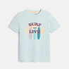 Boy's blue short-sleeve T-shirt with surf design