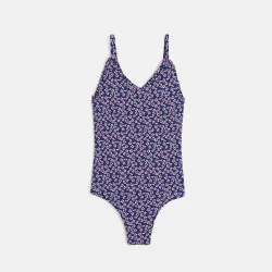 Girl's blue printed swimming costume