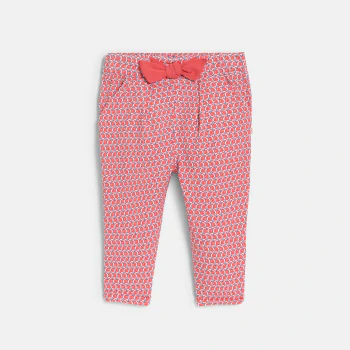 Baby girl's pink graphic print trousers with elasticated waist