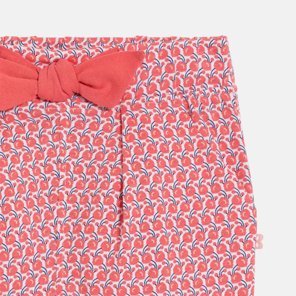 Baby girl's pink graphic print trousers with elasticated waist