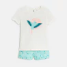 Girl's turquoise bird motif short pyjamas