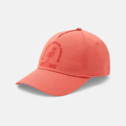 قبعة بتصميم كاب مطرزة باللون البرتقالي للأولاد