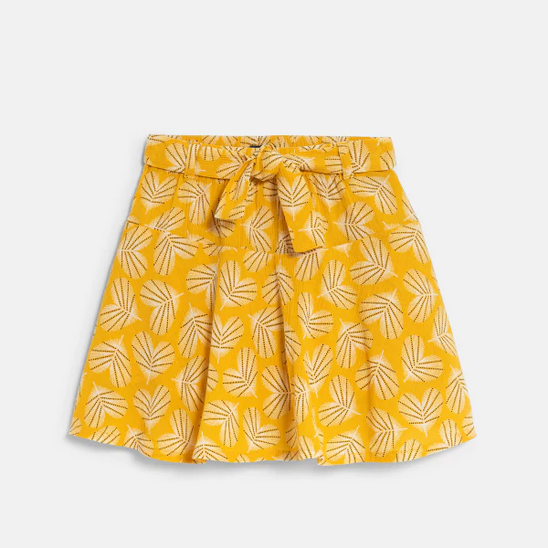 Girl's yellow printed skort