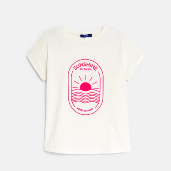 Girl's white slogan T-shirt