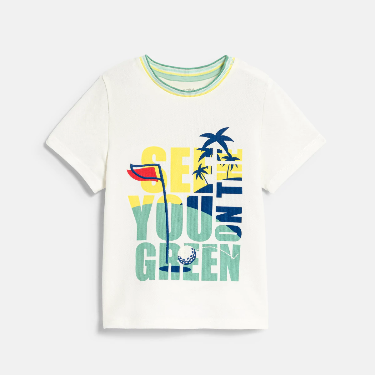 Baby boy's white golf print piqué knit T-shirt
