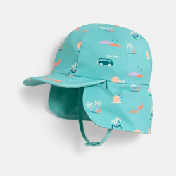 Baby boy's blue wide-brimmed cap with UV protection