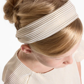 Girl's yellow headband in shiny crumpled fabric