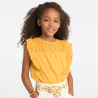 Girls' yellow broderie anglaise T-shirt