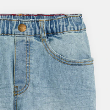 Boy's blue denim faded slim-fit Bermuda shorts