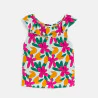 Girl's pink ruffle-collar printed vest top