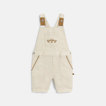 Baby boy's linen-look short cotton overalls.