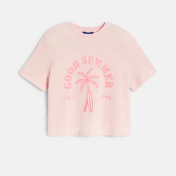 Girl's pink slogan T-shirt