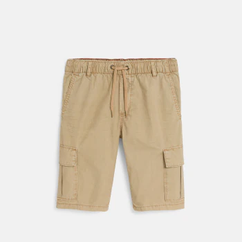 Boy's beige canvas cargo shorts