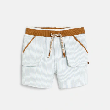 Baby boy's blue striped pattern cotton shorts