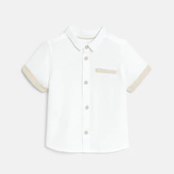 قميص بأكمام قصيرة أبيض للأولاد الصغار