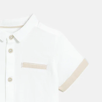 Baby boy's white short-sleeve shirt.