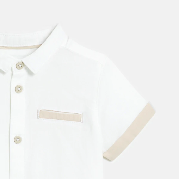 Baby boy's white short-sleeve shirt.