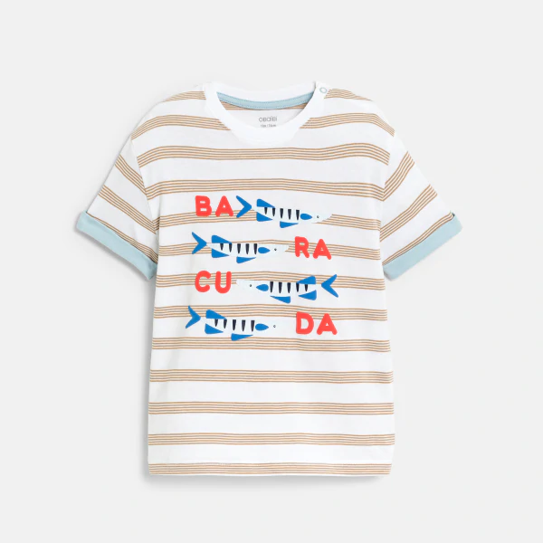 Baby boy's white striped T-shirt